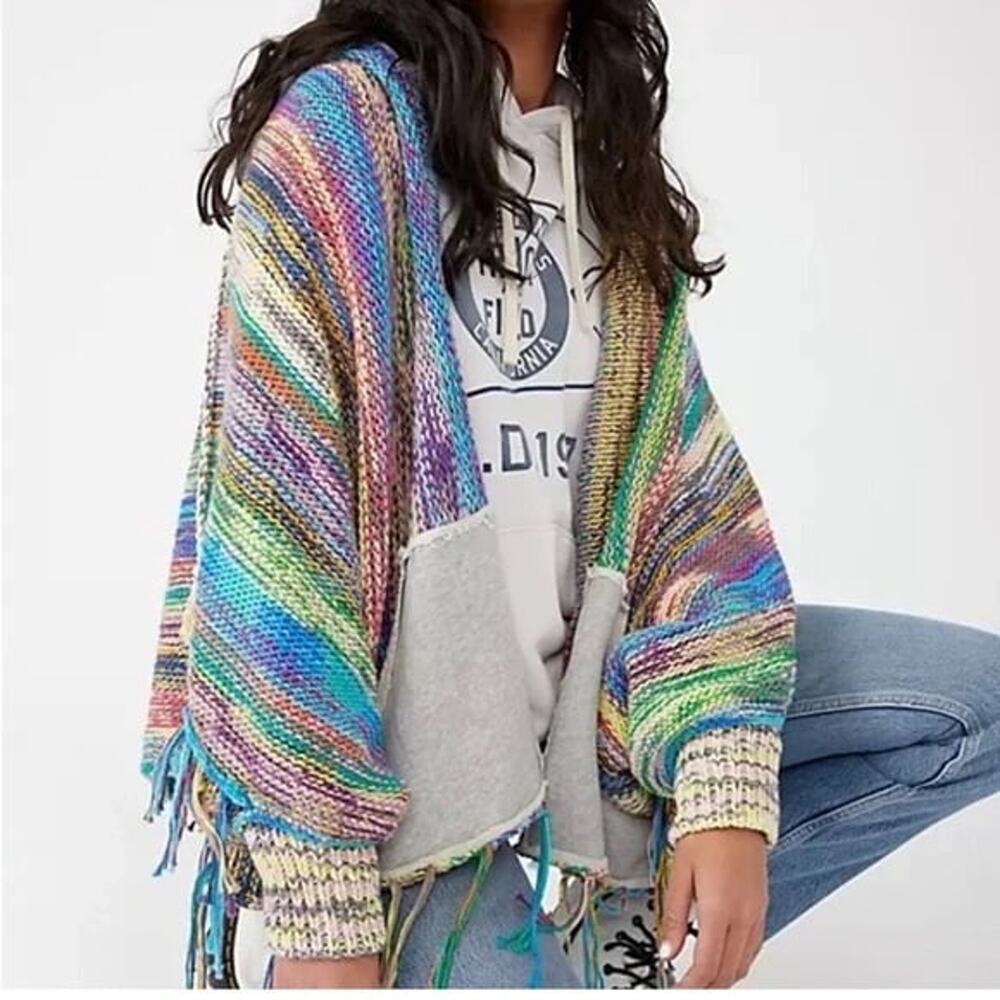 Rare Free People Kaleidoscope Hoodie Cardigan  Size XS Small